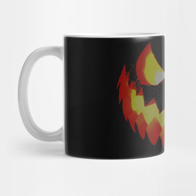 Scary Halloween Evil Laughing Yellow Orange Red Jack-O-Lantern by Black Ice Design